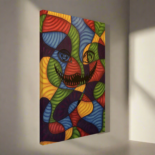 A canvas print with the phrase “My Reality Is Different Than Yours” in bold typography, over an abstract background symbolizing shifting perception.