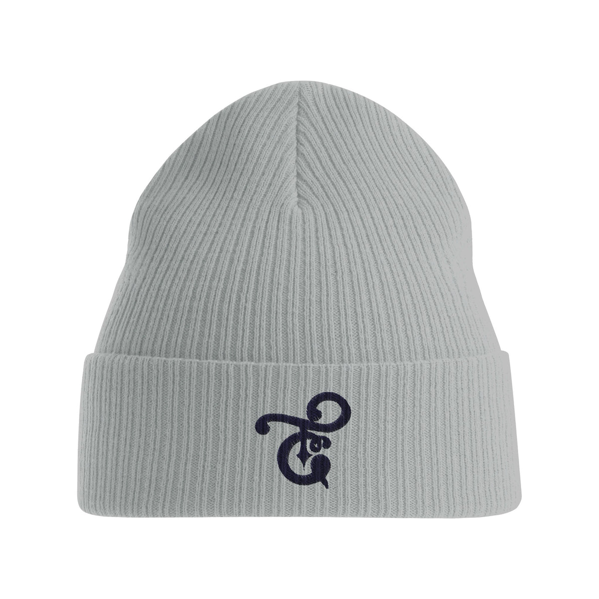 A black knit beanie featuring the Tafanji Creations logo embroidered on the front in white thread, displayed on a neutral background.

