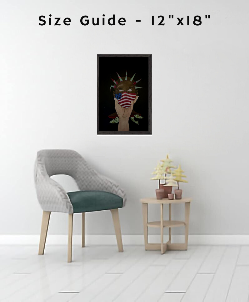 An unframed art print titled “The Great American Disease,” showcasing symbolic imagery representing modern American issues in intense, expressive style.
